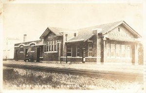 Halstead Kansas Railroad Station Train Depot 1939 Real Photo Postcard