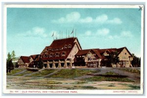 c1920 Old Faithful Inn Exterior View Building Yellowstone Park Wyoming Postcard