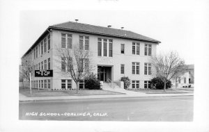 RPPC High School, Coalinga, California Fresno County ca 1940s Vintage Postcard