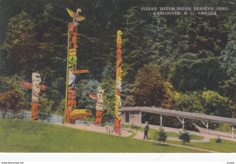 Indian Totem Poles , Stanley Park , VANCOUVER , B.C. , Canada , 1930s