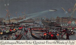 Detroit Michigan Cadillaqua Water Fete 4th of July Vintage Postcard AA82941