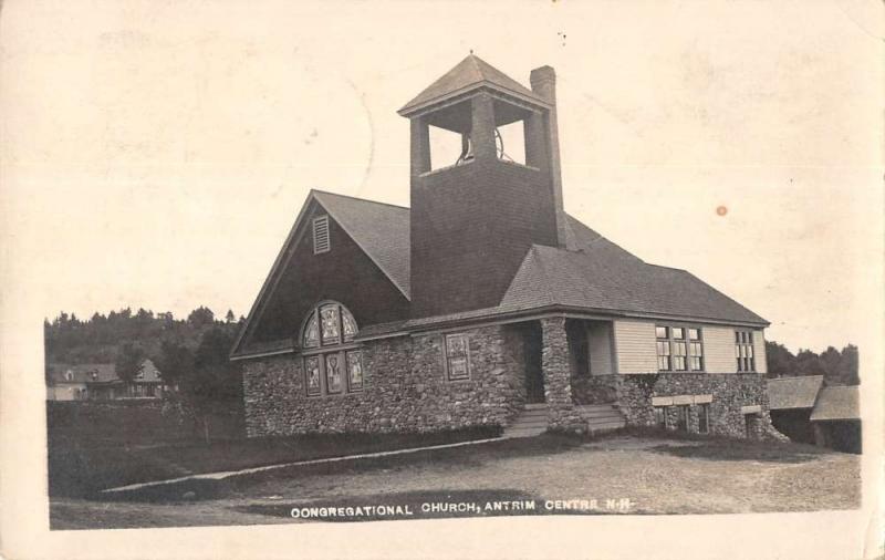Antrim Centre New Hampshire Congregational Church Real Photo Antique PC K29042