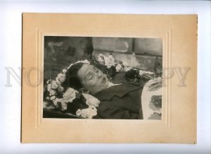 160089 Russia FUNERAL Boy in Coffin Vintage REAL PHOTO