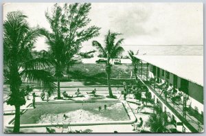 Vtg St Petersburg Florida FL Sun Dial Apartments Poolside 1950s View Postcard