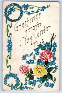 c1905 Greetings From Clay Center Glitter Nebraska Correspondence Posted Postcard