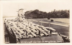 Panama Canal U S Aircraft Carrier In Miraflores Lock Real Photo sk3417