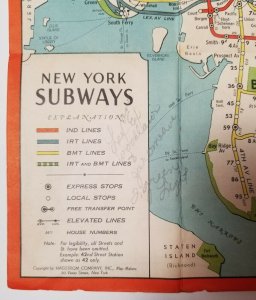 New York Subway Map Given to 1940s Military Recruits from NY Telephone Company