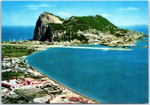 VINTAGE CONTINENTAL SIZE POSTCARD AERIAL VIEW OF THE ROCK OF GIBRALTAR 1960s