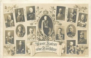 RPPC Multiview Postcard Kaiser Wilhem II & his Leaders / Officers, posted 1912
