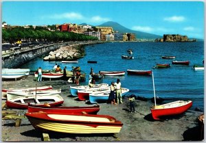 Napoli Carracciolo and Mergelinna Streets Naples Italy Boats Ships Postcard