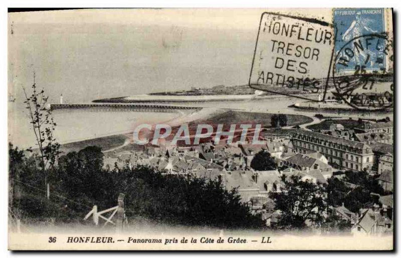 Postcard Old Honfleur Panorama Taken from the Cote De Grace