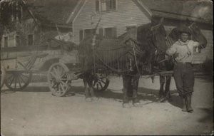 Easter Rochester Written on Back NY Horse Drawn Freight Wagon c1910 RPPC