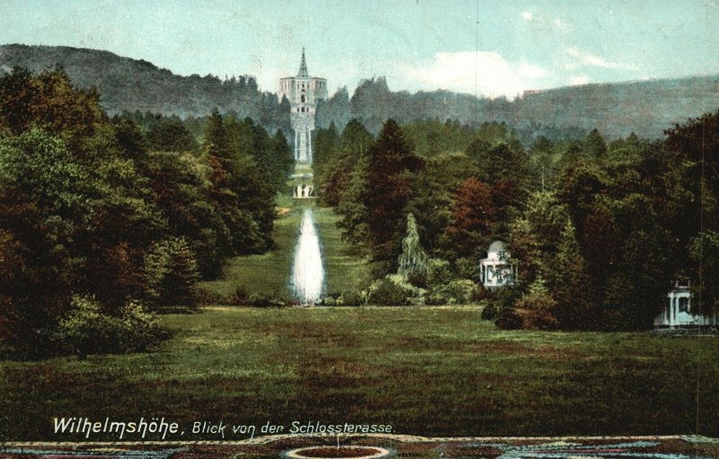 Vintage Postcard Wilhelmshöhe Blick Von Der Schlossterrasse Castle Terrace UK