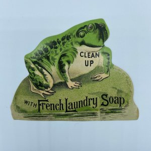 French Laundry Soap Kendall Co Providence RI Green Frog Toad Cute Trade Card