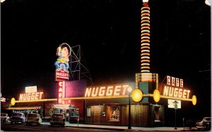 Postcard Neon Lights at Nugget Casino Cafe in Carson City, Nevada~1076