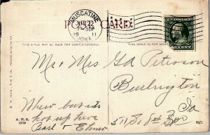 1911 MUSCATINE IOWA LAUNCH CLUB BOATS HIGH BRIDGE EARLY POSTCARD 36-65