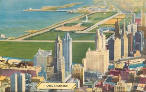 United States Chicago Hotel Sheraton linen postcard