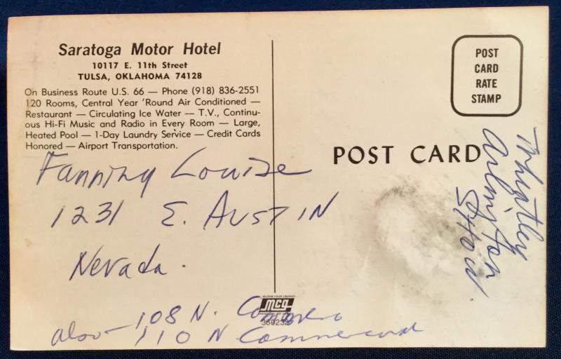 Postcard Unused Saratoga Motor Hotel Tulsa OK LB