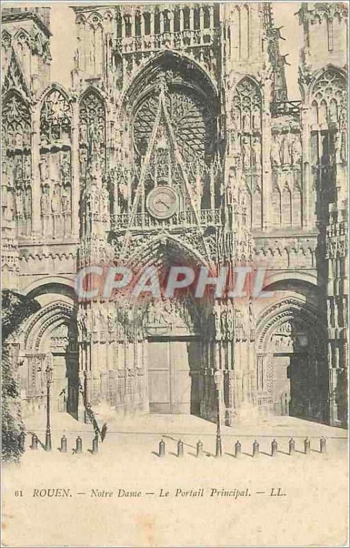 CPA Rouen Notre Dame Le Portail Principal 