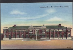 America Postcard - Burlington Route Depot, Galesburg, Illinois    X507