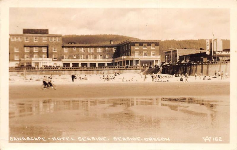 Seaside Oregon Hotel Seaside Sandscape Real Photo Vintage Postcard AA71098