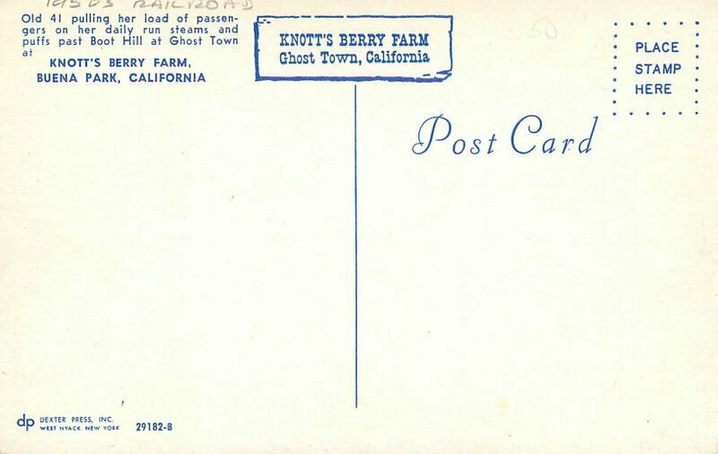 Amusement Buena Park California Knotts Berry Farm 1950s Postcard 20-4886