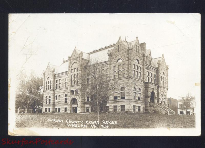 RPPC HARLAN IOWA SHELBY COUNTY COURT HOUSE VINTAGE REAL PHOTO POSTCARD