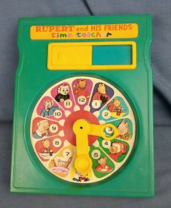 Vintage 1973 Rupert And Friends Time Teacher Clock Toy Made In Hong Kong (A2)