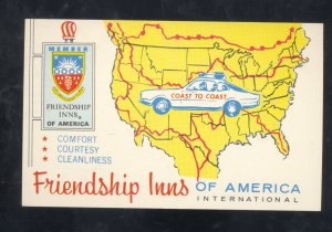 GALLUP NEW MEXICO ROUTE 66 FRIENDSHIP INNS USA MAP VINTAGE ADVERTISING POSTCARD