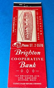 Vintage Matchbook Cover Brighton Co-Operative Bank Allston, Massachusetts MB167