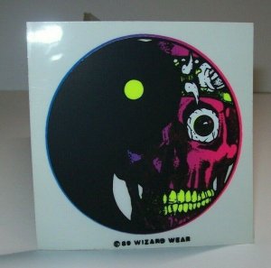 Grateful Dead Vintage Original Decal Zombie Skull Wizard Wear 1989 Blacklight