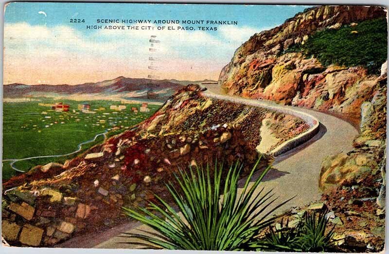 Postcard ROAD SCENE El Paso Texas TX AK4007