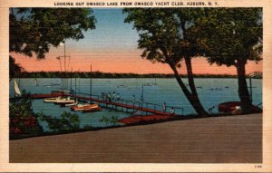 New York Auburn Looking Out Owasco Lake From Owasco Yacht Club 1946