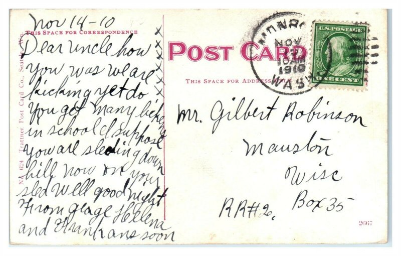 1910 Logging with Donkey Engine, WA Postcard *6E(2)20