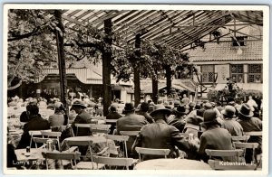 c1930s Copenhagen, Denmark RPPC Lorry's Park Outdoor Cafe Audience Tables A349