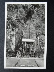 Devon Lynmouth LYNTON CLIFF RAILWAY / LIFT showing Conductor - Old RP Postcard