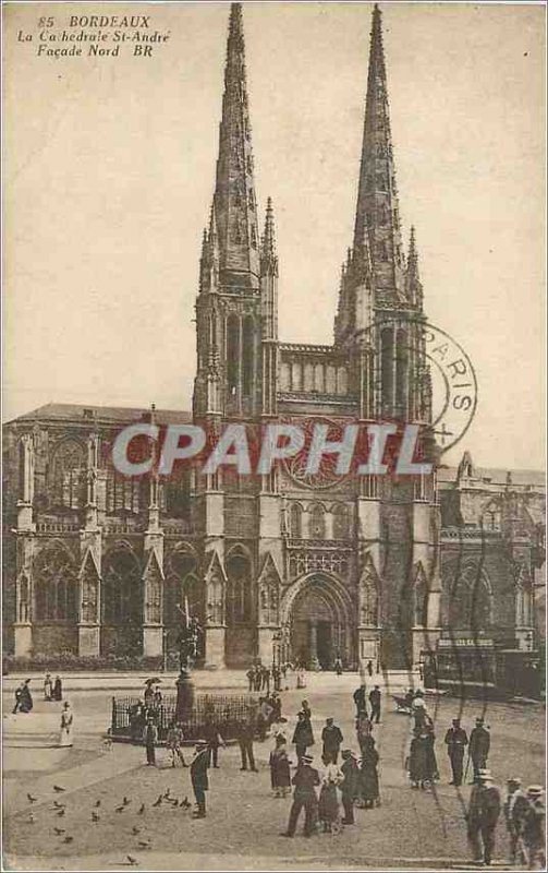 Postcard Old Bordeaux La Cathedrale St Andre North Facade Tramway