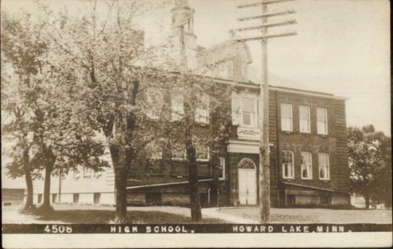 Hoawrd Lake MN High School c1910 Real Photo Postcard