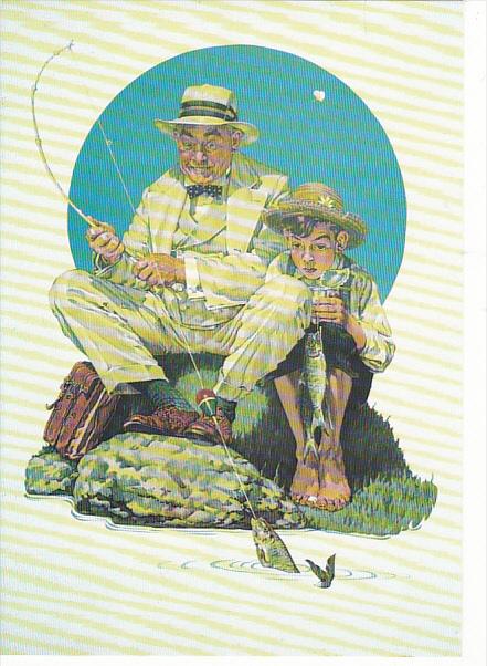 Fishing Catching The Big One By Norman Rockwell  Topics - Sports - Fishing,  Postcard / HipPostcard