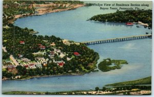 M-10192 Bird's-Eye View of Residence Section Along Bayou Texar Pensacola Florida