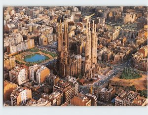 Postcard Aerial View The Holy Family (La Sagrada Familia) Barcelona Spain
