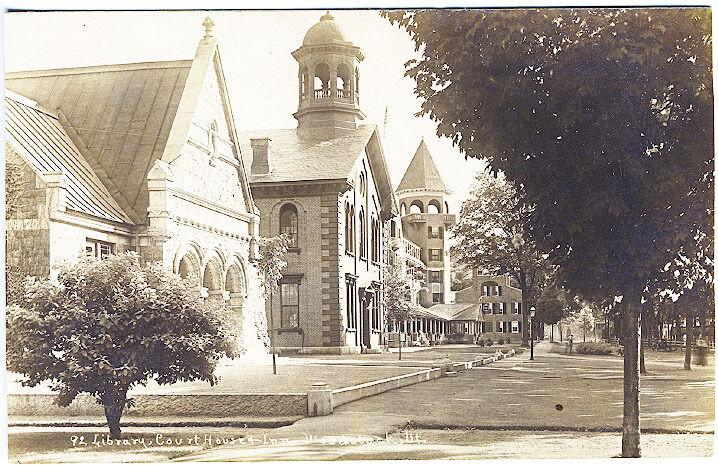 Woodstock VT Library Lodge Inn Real Photo RPPC Postcard