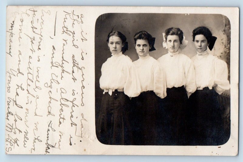Fergus Falls Minnesota MN Postcard RPPC Photo Pretty Girls 1908 Posted Antique