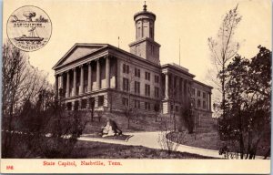 Postcard TN Nashville - State Capitol with state seal inset