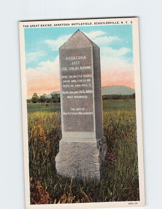 Postcard The Great Ravine Saratoga Battlefield Schuylerville New York USA