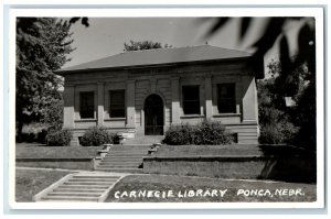 c1930's Carnegie Library Ponca Nebraska NE Vintage RPPC Photo Postcard