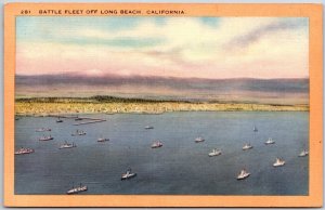 1951 Battlefleet Long Beach California CA Aircraft Battleships Posted Postcard