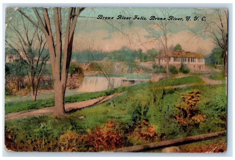 1915 Scenic View Of Bronx River Waterfalls New York City NY Antique Postcard 