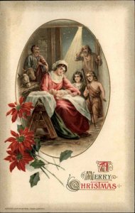 Winsch Christmas Nativity Mary Baby Jesus Shepherds c1910 Vintage Postcard