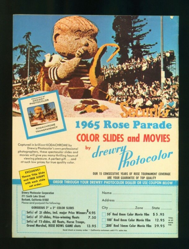 76th Pasadena Tournament Of Roses Parade Vintage 1965 Official Program